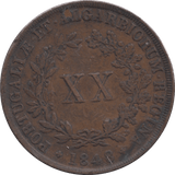 1848 PORTUGAL 20 REIS - WORLD COINS - Cambridgeshire Coins