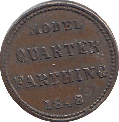 1848 QUARTER FARTHING TOY MONEY ( GVF ) - WORLD COINS - Cambridgeshire Coins