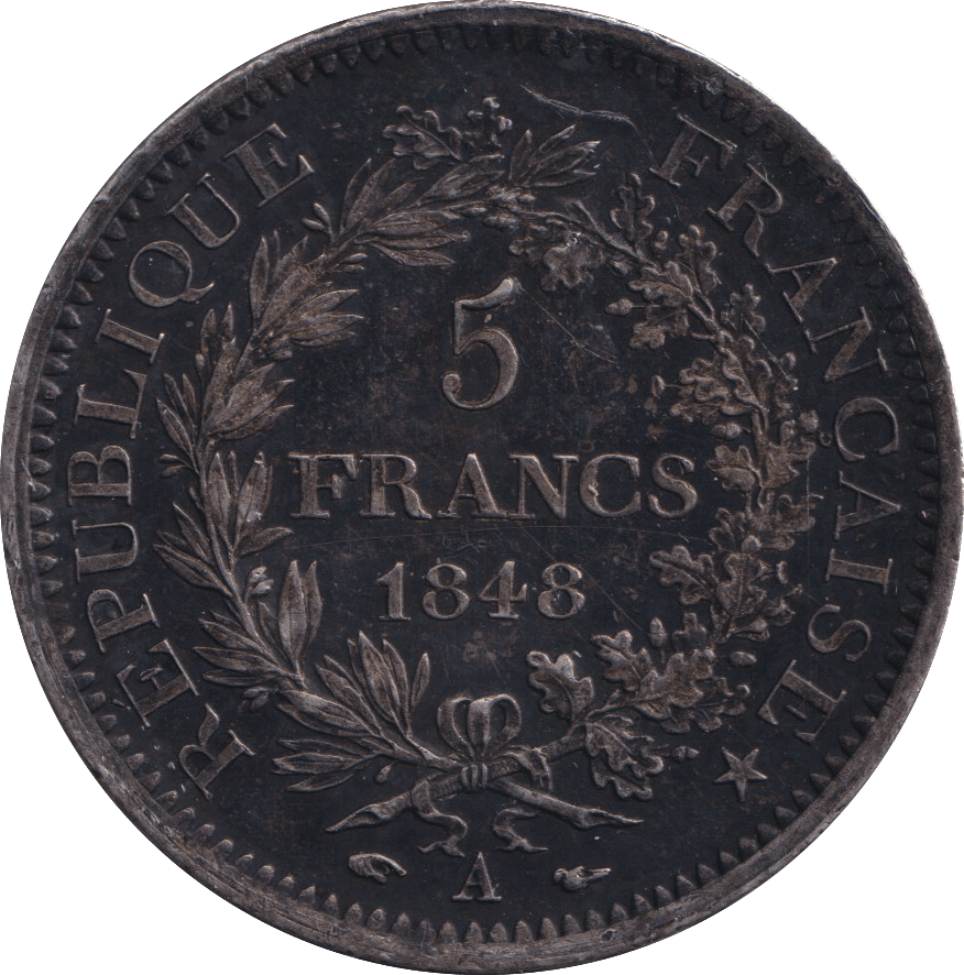 1848 SILVER 5 FRANC FRANCE - SILVER WORLD COINS - Cambridgeshire Coins