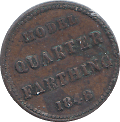 1848 TOY MONEY MODEL QUARTER FARTHING - WORLD COINS - Cambridgeshire Coins