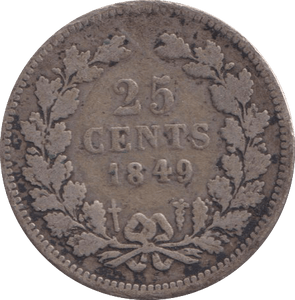 1849 25 CENTS NETHERLANDS - WORLD COINS - Cambridgeshire Coins