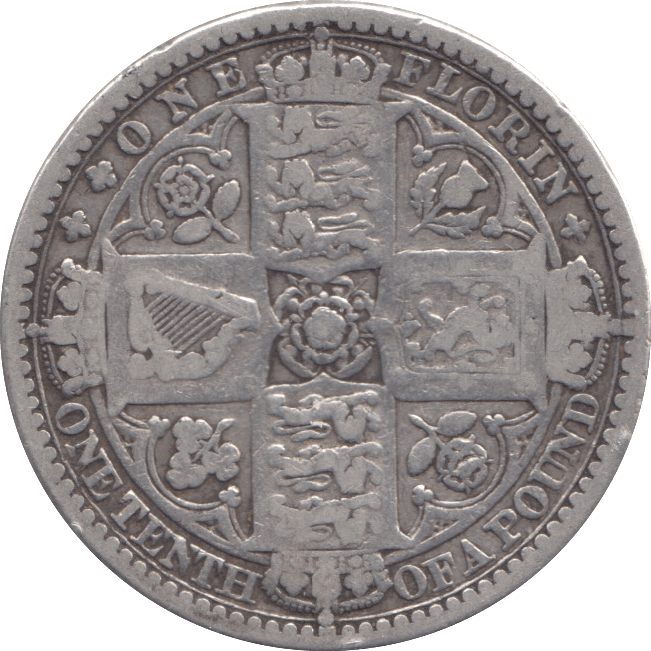 1849 GOTHIC FLORIN ( FINE ) - FLORIN - Cambridgeshire Coins