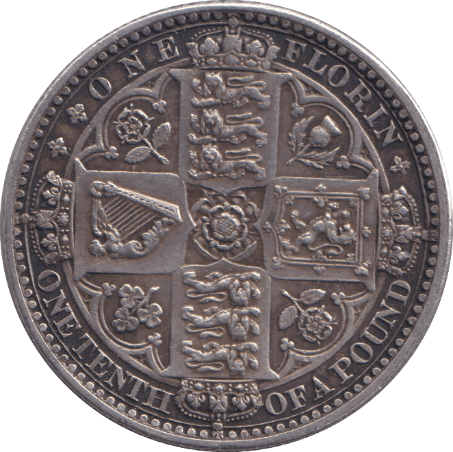 1849 GOTHIC FLORIN ( GVF ) - FLORIN - Cambridgeshire Coins