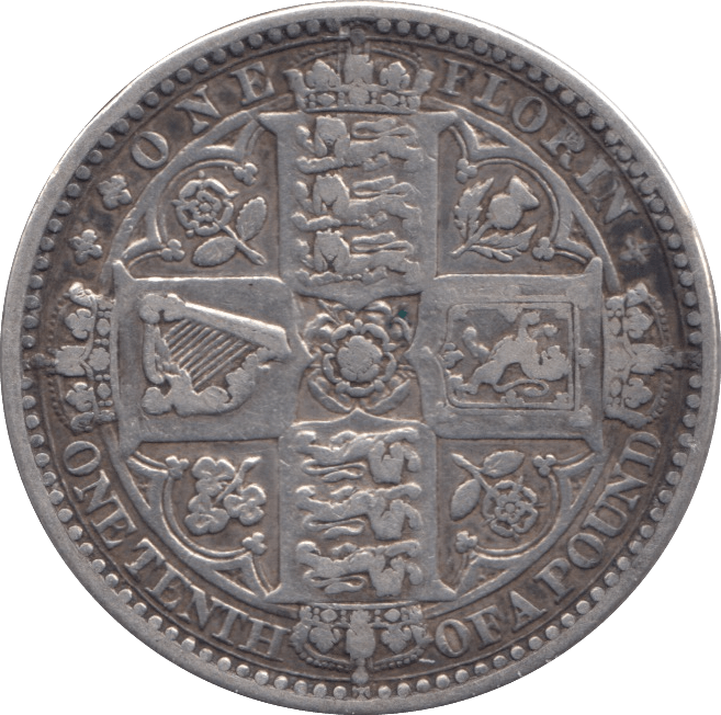 1849 GOTHIC FLORIN ( VF ) 9 - FLORIN - Cambridgeshire Coins