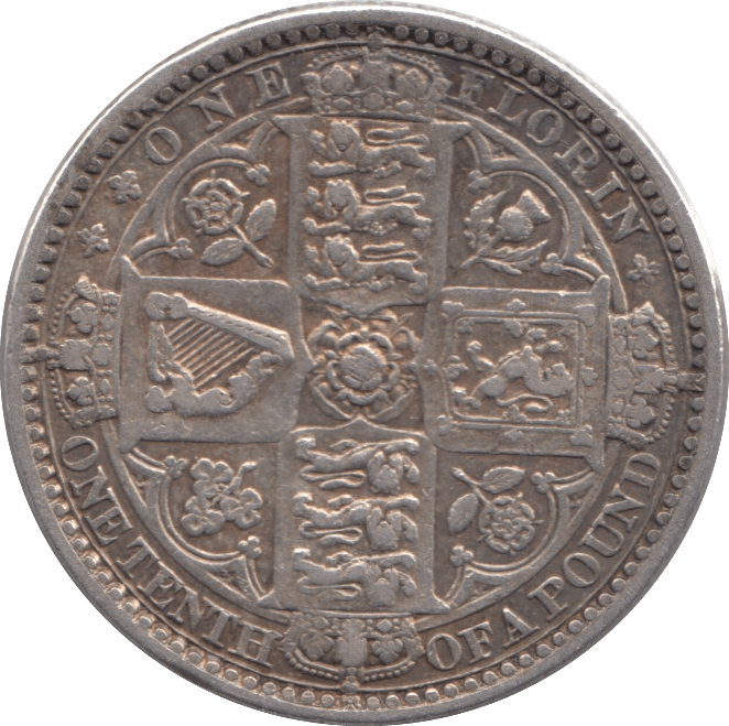 1849 GOTHIC FLORIN ( VF ) - FLORIN - Cambridgeshire Coins