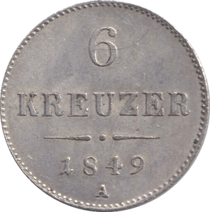1849 SILVER 6 KREUZER AUSTRIA - SILVER WORLD COINS - Cambridgeshire Coins