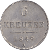 1849 SILVER 6 KREUZER AUSTRIA - SILVER WORLD COINS - Cambridgeshire Coins