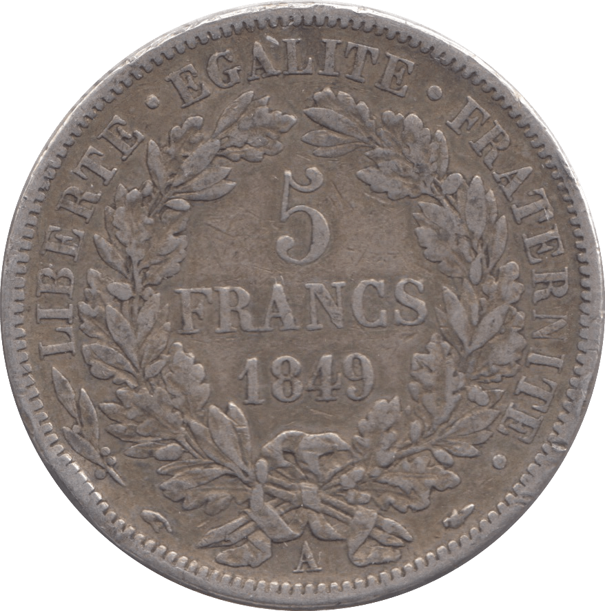 1849 SILVER FRANCE 5 FRANCS PARIS - SILVER WORLD COINS - Cambridgeshire Coins
