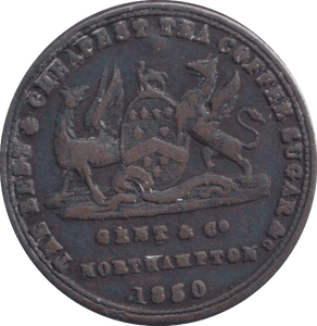 1850 FARTHING TOKEN GENT AND CO NORTHAMPTON - FARTHING TOKEN - Cambridgeshire Coins