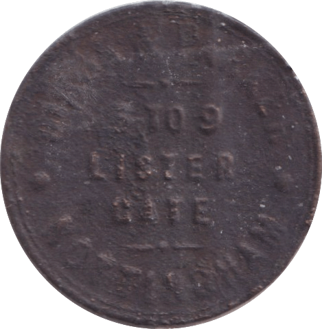 1850 FARTHING TOKEN NOTTINGHAM LISTER GATE - FARTHING TOKEN - Cambridgeshire Coins