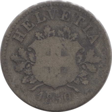 1850 SILVER 10 RAPPEN SWITZERLAND - SILVER WORLD COINS - Cambridgeshire Coins