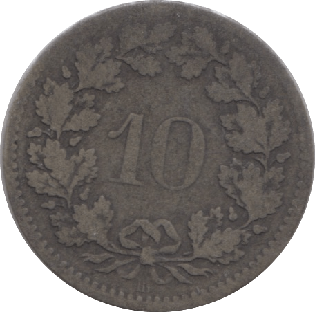 1850 SILVER 10 RAPPEN SWITZERLAND - SILVER WORLD COINS - Cambridgeshire Coins