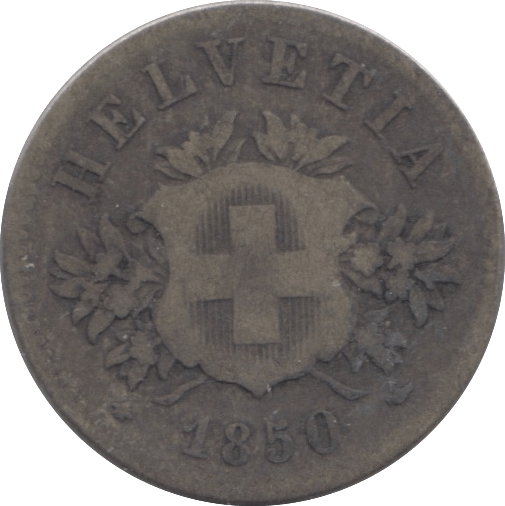 1850 SILVER 20 RAPPEN SWITZERLAND - SILVER WORLD COINS - Cambridgeshire Coins