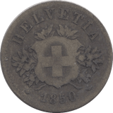 1850 SILVER 20 RAPPEN SWITZERLAND - SILVER WORLD COINS - Cambridgeshire Coins