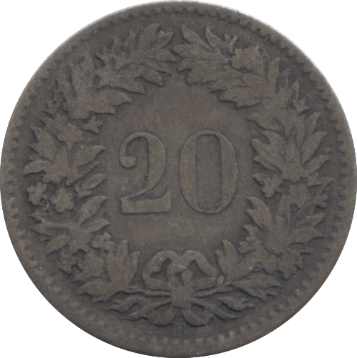 1850 SILVER 20 RAPPEN SWITZERLAND - SILVER WORLD COINS - Cambridgeshire Coins