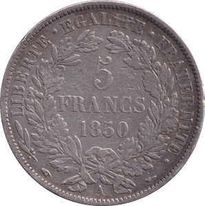 1850 SILVER 5 FRANC FRANCE - SILVER WORLD COINS - Cambridgeshire Coins