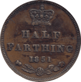 1851 HALF FARTHING ( EF ) - Cambridgeshire Coins
