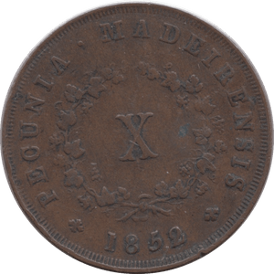 1852 10 REIS PORTUGAL - WORLD COINS - Cambridgeshire Coins