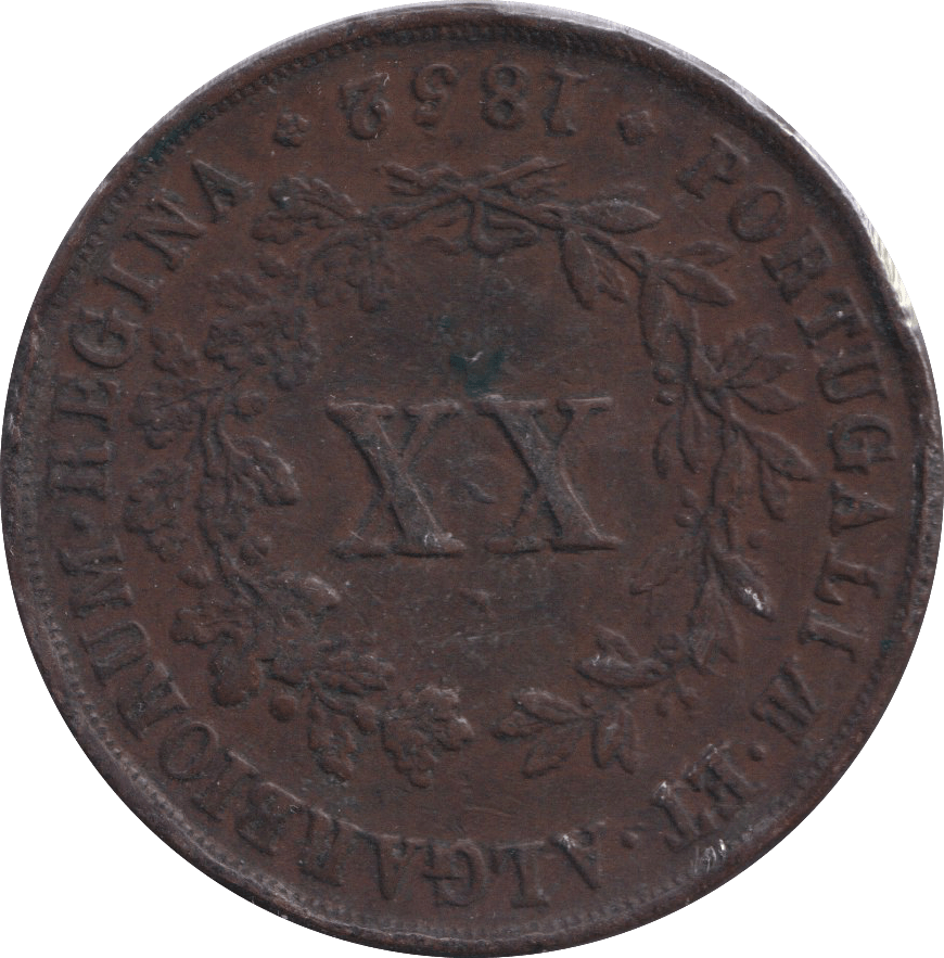 1852 20 REIS PORTUGAL - WORLD COINS - Cambridgeshire Coins