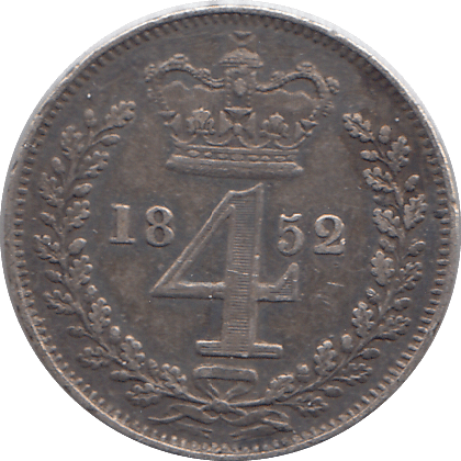 1852 MAUNDY FOURPENCE F79 ( GVF ) - MAUNDY FOURPENCE - Cambridgeshire Coins