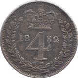 1852 MAUNDY FOURPENCE F79 ( GVF ) - MAUNDY FOURPENCE - Cambridgeshire Coins