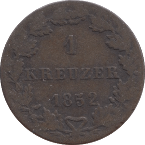 1852 ONE KREUZER GERMANY - WORLD COINS - Cambridgeshire Coins