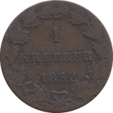 1852 ONE KREUZER GERMANY - WORLD COINS - Cambridgeshire Coins