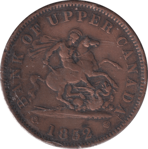 1852 PENNY TOKEN BANK TOKEN CANADA - BANK TOKEN - Cambridgeshire Coins