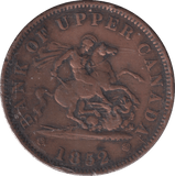 1852 PENNY TOKEN BANK TOKEN CANADA - BANK TOKEN - Cambridgeshire Coins