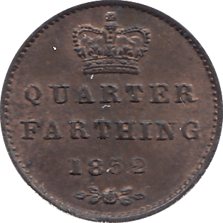 1852 QUARTER FARTHING ( UNC ) - QUARTER FARTHING - Cambridgeshire Coins