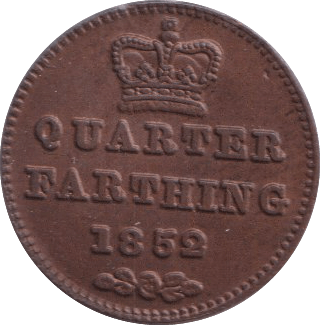 1852 QUARTER FARTHING ( UNC ) - QUARTER FARTHING - Cambridgeshire Coins