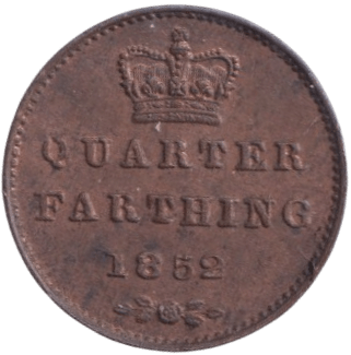 1852 QUARTER FARTHING ( VF ) - HALF FARTHING - Cambridgeshire Coins