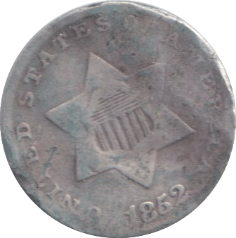 1852 SILVER 3 CENTS USA - SILVER WORLD COINS - Cambridgeshire Coins
