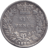 1852 SIXPENCE ( FINE ) - SIXPENCE - Cambridgeshire Coins