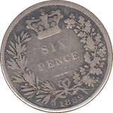 1852 SIXPENCE ( NF ) - SIXPENCE - Cambridgeshire Coins