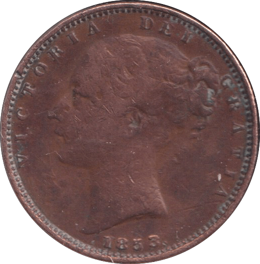 1853 FARTHING ( FINE ) - FARTHING - Cambridgeshire Coins