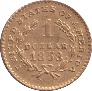 1853 GOLD ONE DOLLAR USA - GOLD WORLD COINS - Cambridgeshire Coins