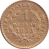 1853 GOLD ONE DOLLAR USA - GOLD WORLD COINS - Cambridgeshire Coins