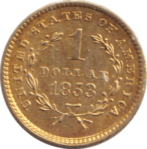 1853 GOLD ONE DOLLAR USA - GOLD WORLD COINS - Cambridgeshire Coins