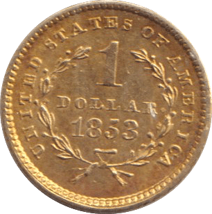 1853 GOLD ONE DOLLAR USA - GOLD WORLD COINS - Cambridgeshire Coins