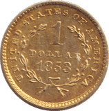 1853 GOLD ONE DOLLAR USA - GOLD WORLD COINS - Cambridgeshire Coins