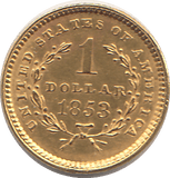 1853 GOLD ONE DOLLAR USA - Gold World Coins - Cambridgeshire Coins
