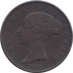 1853 HALF PENNY ( VF ) - HALFPENNY - Cambridgeshire Coins