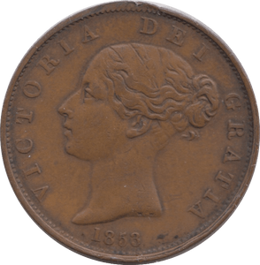 1853 HALFPENNY ( GVF ) - Halfpenny - Cambridgeshire Coins