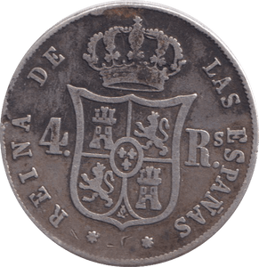 1853 SILVER 4 REALES SPAIN - SILVER WORLD COINS - Cambridgeshire Coins
