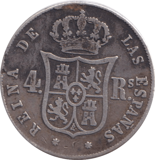 1853 SILVER 4 REALES SPAIN - SILVER WORLD COINS - Cambridgeshire Coins