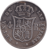 1853 SILVER 4 REALES SPAIN - SILVER WORLD COINS - Cambridgeshire Coins