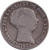 1853 SILVER 4 REALES SPAIN - SILVER WORLD COINS - Cambridgeshire Coins
