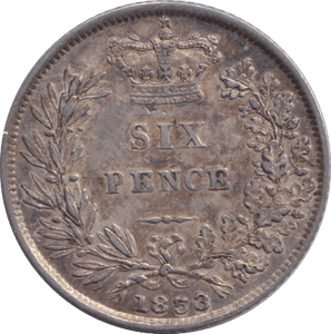 1853 SIXPENCE ( EF ) - SIXPENCE - Cambridgeshire Coins