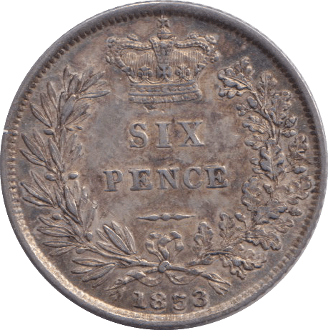 1853 SIXPENCE ( EF ) - SIXPENCE - Cambridgeshire Coins